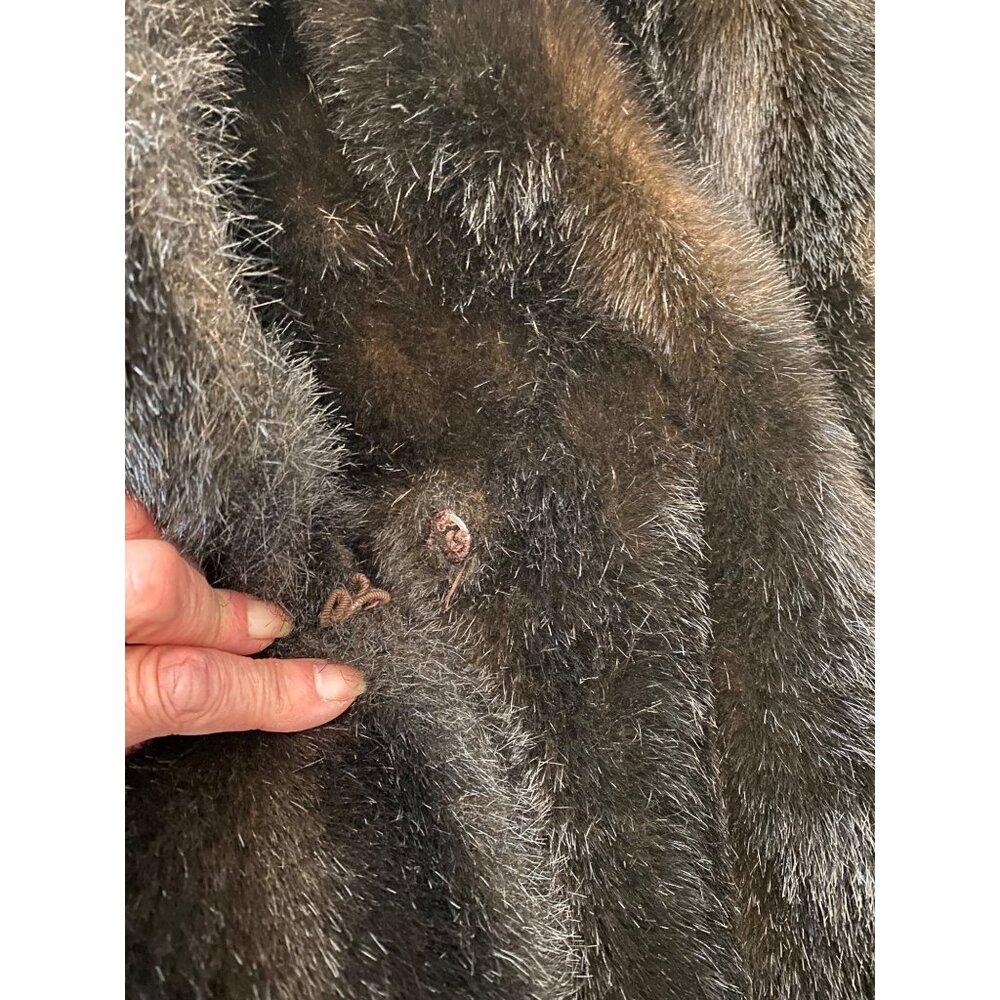 Vintage Gallery Dark Brown Faux Fur Long Coat Made In U.S.A. Small - Picture 8 of 12